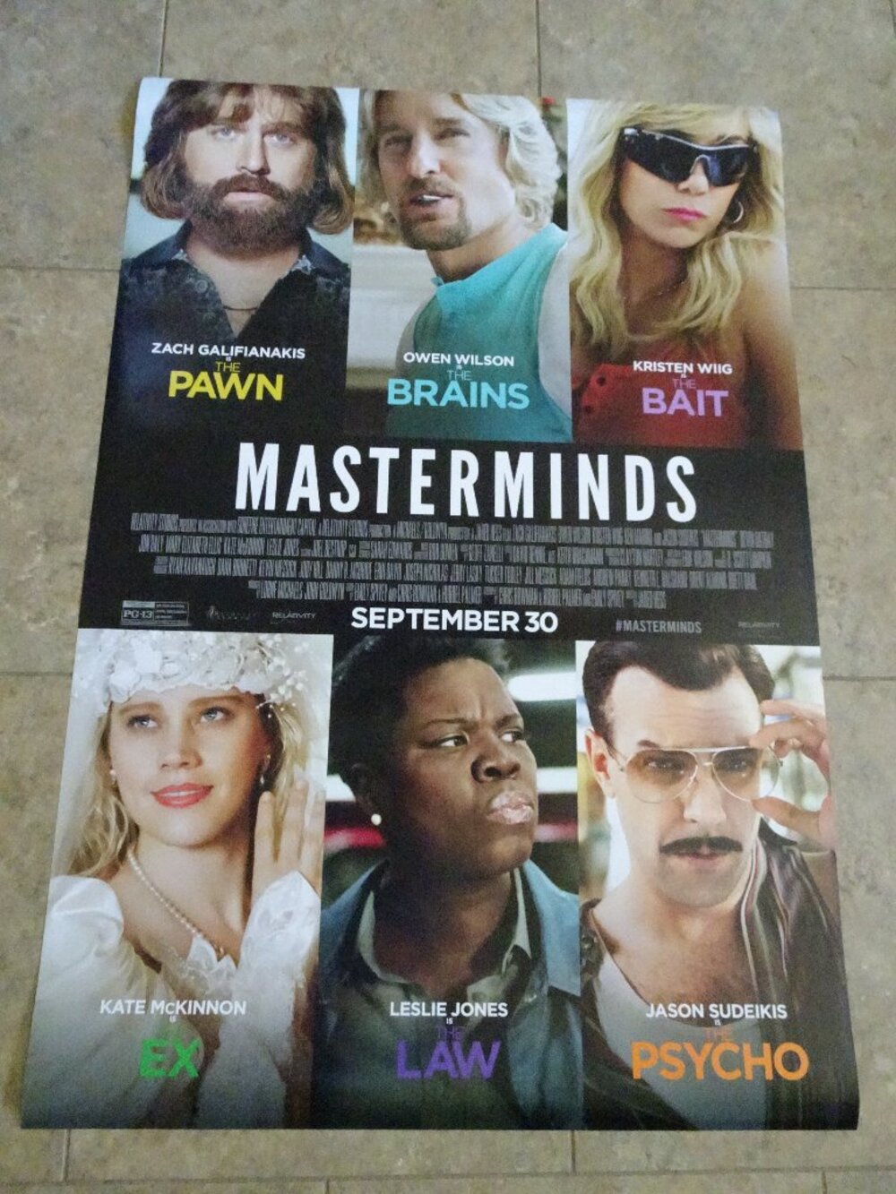 Masterminds - Movie Poster with Zack Galifianakis, Owen Wilson & Kristen Wiig